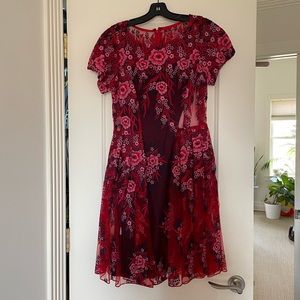 Anthropologie Eva Franco Dress with embroidery and navy slip dress.